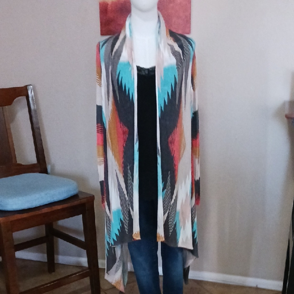 Billabong Aztec- Multicolor Open Front Cardigan